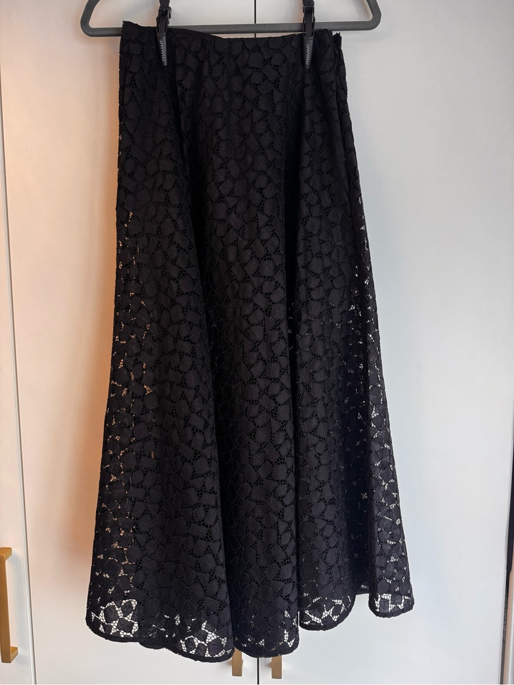 Black Lace A-Line Midi Skirt